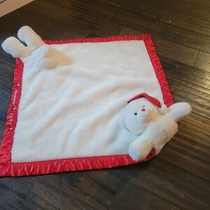 My Banky Security  Blanket Kisses Red and White Teddy Bear Satin Trim Lovey 2001